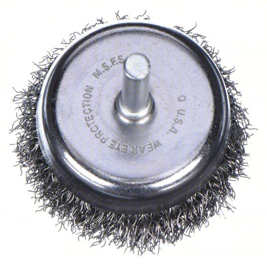 Weiler 90116 Cup Brush Crimped Steel, 1 3/4 in Brush Dia, 1/4 in Shank, 0.012 in Fill Dia, 3/4 in Fill Lg