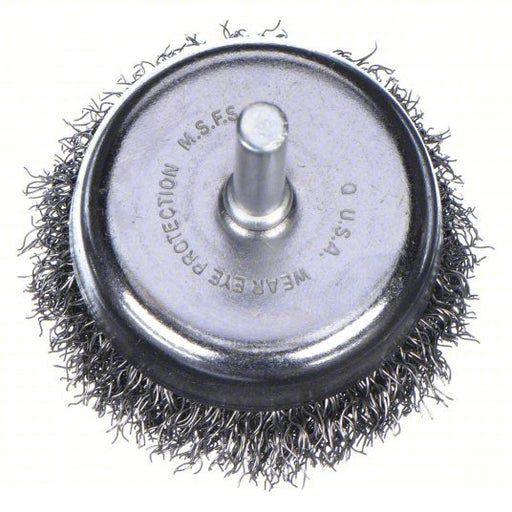 Weiler 90116 Cup Brush Crimped Steel, 1 3/4 in Brush Dia, 1/4 in Shank, 0.012 in Fill Dia, 3/4 in Fill Lg