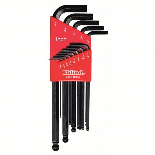 Eklind 13213 Hex Key Set SAE, Long, 13 Pieces, Plastic Holder, Black Oxide, 2 Tips