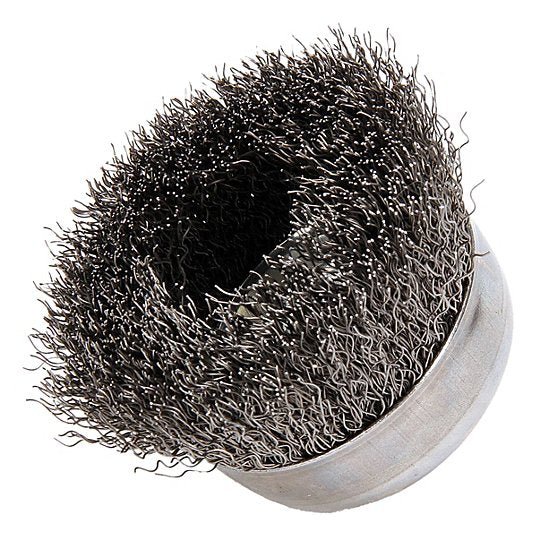 Weiler 93243 Cup Brush Crimped Steel, 3 in Dia, 0.014 in Fill Dia, 5/8"-11 Arbor