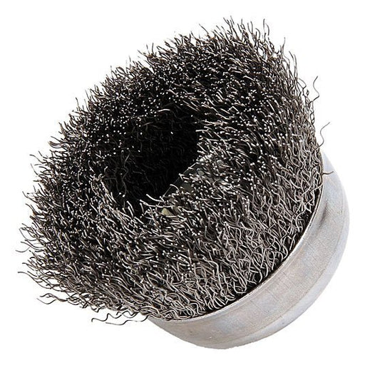 Weiler 93243 Cup Brush Crimped Steel, 3 in Dia, 0.014 in Fill Dia, 5/8"-11 Arbor