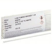 Bernzomatic WB5 Brazing Alloy Low-Fuming Bronze, 0% Silver, RBCuZn-C, 3/32 in x 18 in, Bare, 24 PK