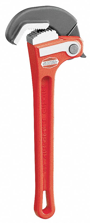 Ridgid 10348 RapidGrip Pipe Wrench, 10 in, 1-1/2 in Jaw Capacity, Serrated, Cast Iron, I-Beam Handle, Red