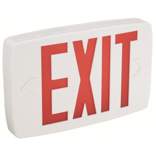 Lithonia LQM S W 3 R ELN 120/277M6 Exit Sign Emergency Battery Backup, LED, White, Red, 1 Faces, Ceiling, Nickel Cadmium, 120/277 V AC