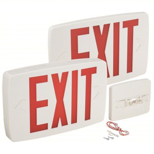 Lithonia LQM S W 3 R ELN 120/277M6 Exit Sign Emergency Battery Backup, LED, White, Red, 1 Faces, Ceiling, Nickel Cadmium, 120/277 V AC