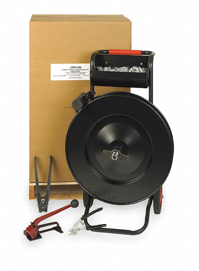 Approved Vendor RW3CTX1 Steel Strapping Kit, Fits 1/2 in Strap Wd, 0.02 in Thick, 1180 lb Break Strength, Oscillated