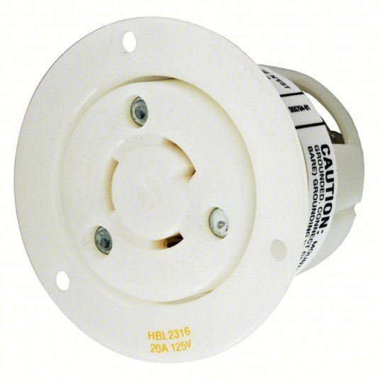 Hubbell HBL2316 20A Flanged Twist-Lock Receptacle 2P 3W 125VAC