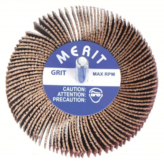 Merit 08834131513 Flap Wheel 2 in Dia x 1 in W, 1/4 in Straight-Shank, Aluminum Oxide, P60 Grit