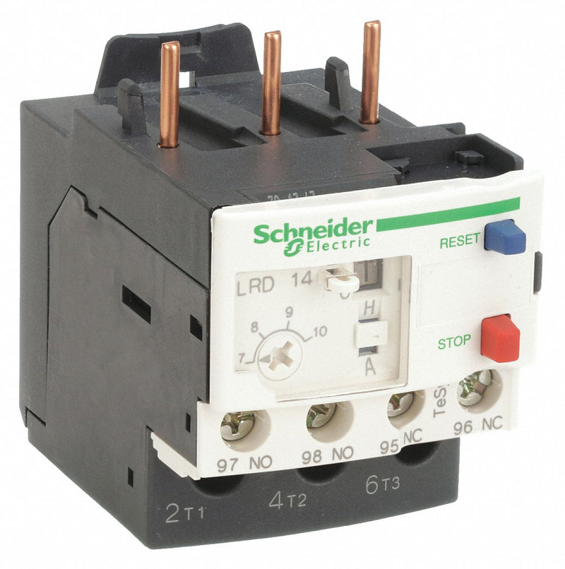 Schneider LRD14 Overload Relay, Thermal Protection, 3 Poles, 1NO/1NC, Phase Loss Sensitivity, 7 A – 10 A