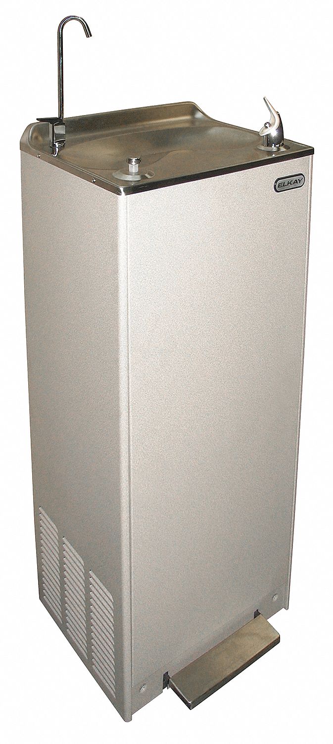 Elkay EFA8L1110P Drinking Fountain, 8 gph @ 50°F, 41 1/2 in Overall Ht, Foot Pedal, 18 in Overall Wd, Gray