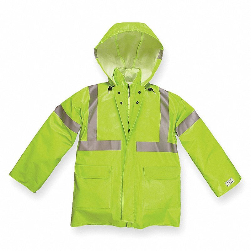Nasco 1503JFYL Arc Flash Rain Jacket with Hood, Lime Yellow, L