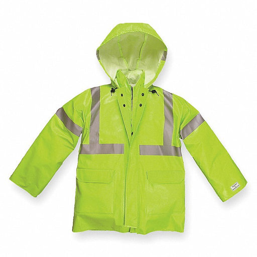 Nasco 1503JFYL Arc Flash Rain Jacket with Hood, Lime Yellow, L