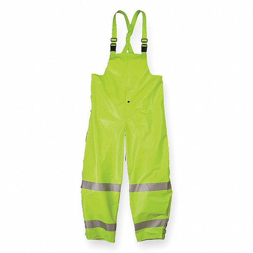 Nasco 1501TFYL Arc Flash Rain Bib Overall, Lime Yellow, L