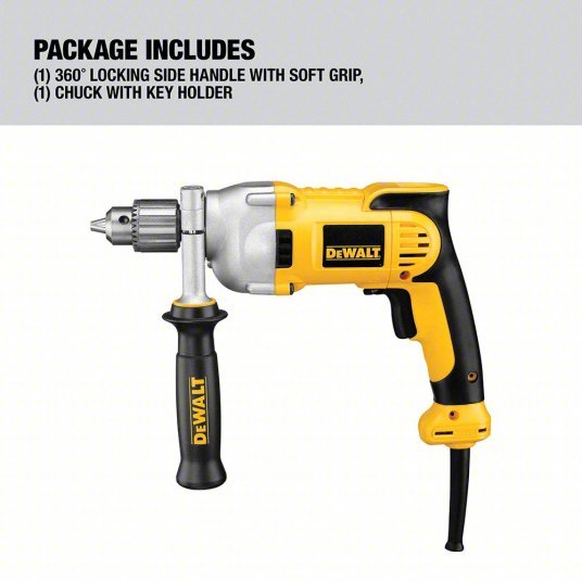 DeWalt DWD210G Drill 1/2 in Chuck Size, Keyed, 1,250 RPM Free Speed, 10 A Current, 120V AC, 4.9 lb Tool Wt