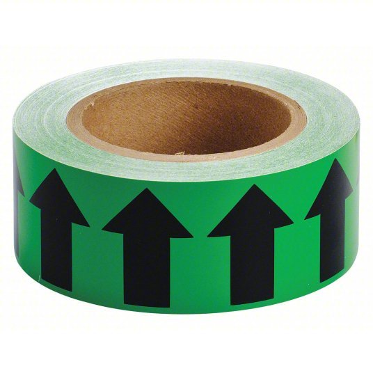Brady 91416 Arrow Tape Green, Black, 2 in Wd, 90 ft Roll Lg