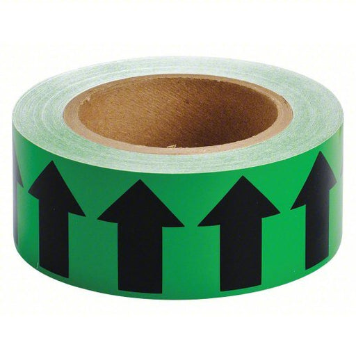 Brady 91416 Arrow Tape Green, Black, 2 in Wd, 90 ft Roll Lg