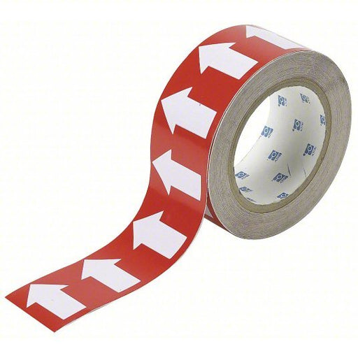 Brady 91288 Arrow Tape Red, White, 4 in Wd, 90 ft Roll Lg