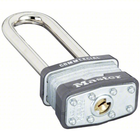 Master Lock 1TRILJCOM Padlocks, Keyed Alike, Long Shackle, Rectangular Steel Body, Steel Shackle, 3/4 in W