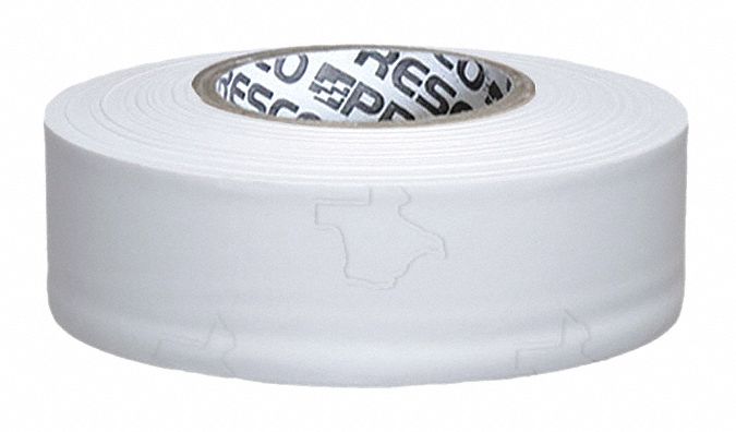 Approved Vendor TXW-200 Flagging Tape, White, No Legend, 1-3/16 in W x 300 ft L, 2 mil Vinyl, UV Resistant