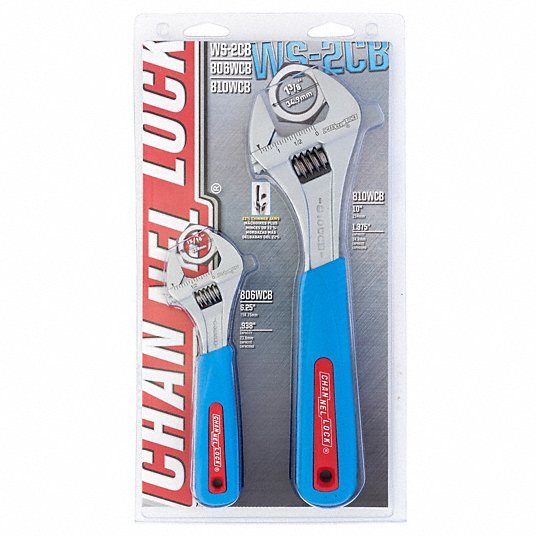 Channellock WS-2CB Adj. Wrench Set, 6", 10", Chrome, 2 Pc.