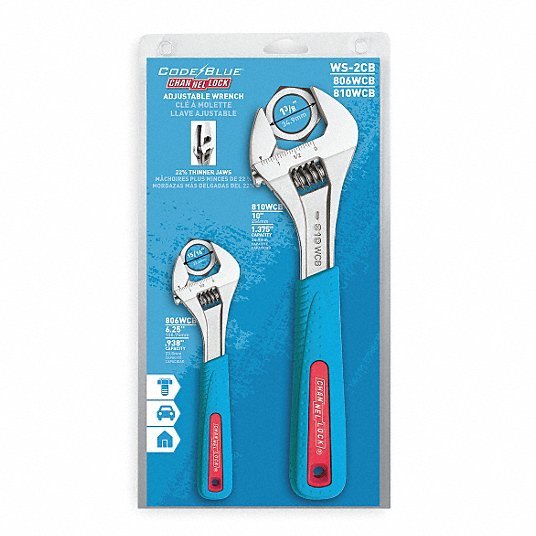 Channellock WS-2CB Adj. Wrench Set, 6", 10", Chrome, 2 Pc.