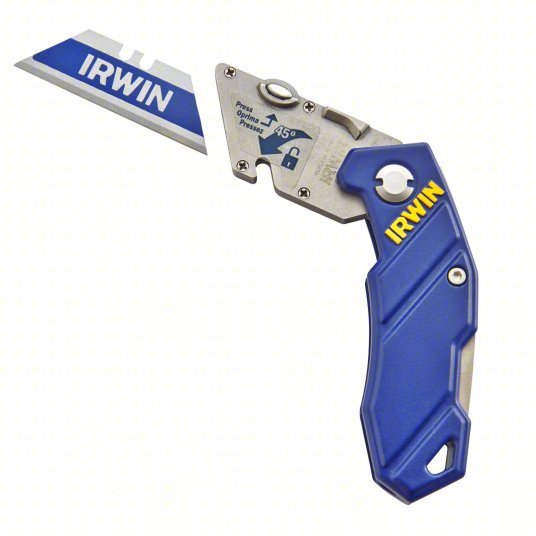 Irwin 2089100 Folding Utility Knife 4 in/5 3/4 in, Bi-Metal, Metal, 1 Blades Included, Includes Pocket Clip
