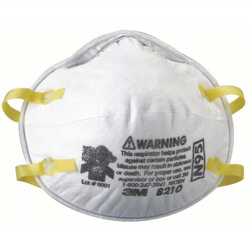 3M 8210 Disposable Respirator Dual, Non-Adj, Metal Nose Clip, Std, White, Universal Mask Size, 20 PK - Redwood.KV3KP43