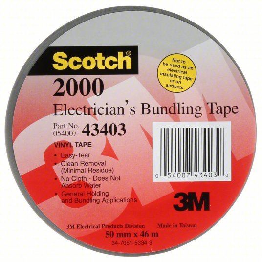 3M Scotch® 2000 Insulating Electrical Tape Gen Purpose, Vinyl, 2 in x 150 ft, 6 mil Tape Thick