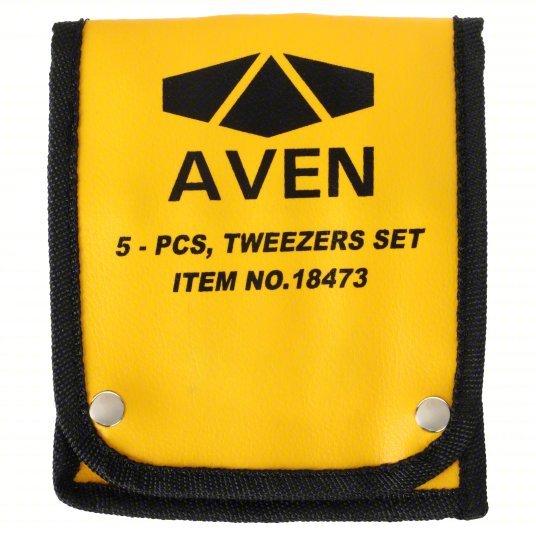 Aven 18473 Tweezer Set Stainless Steel, Flat/Point, Curved/Straight Tip