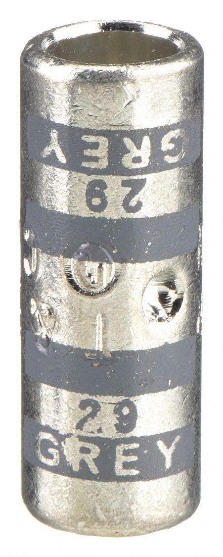 Thomas & Betts 54506 Open Barrel Splice, 4 AWG Wire Size, Gray Code, 1 in, Copper Barrel, 29 Die