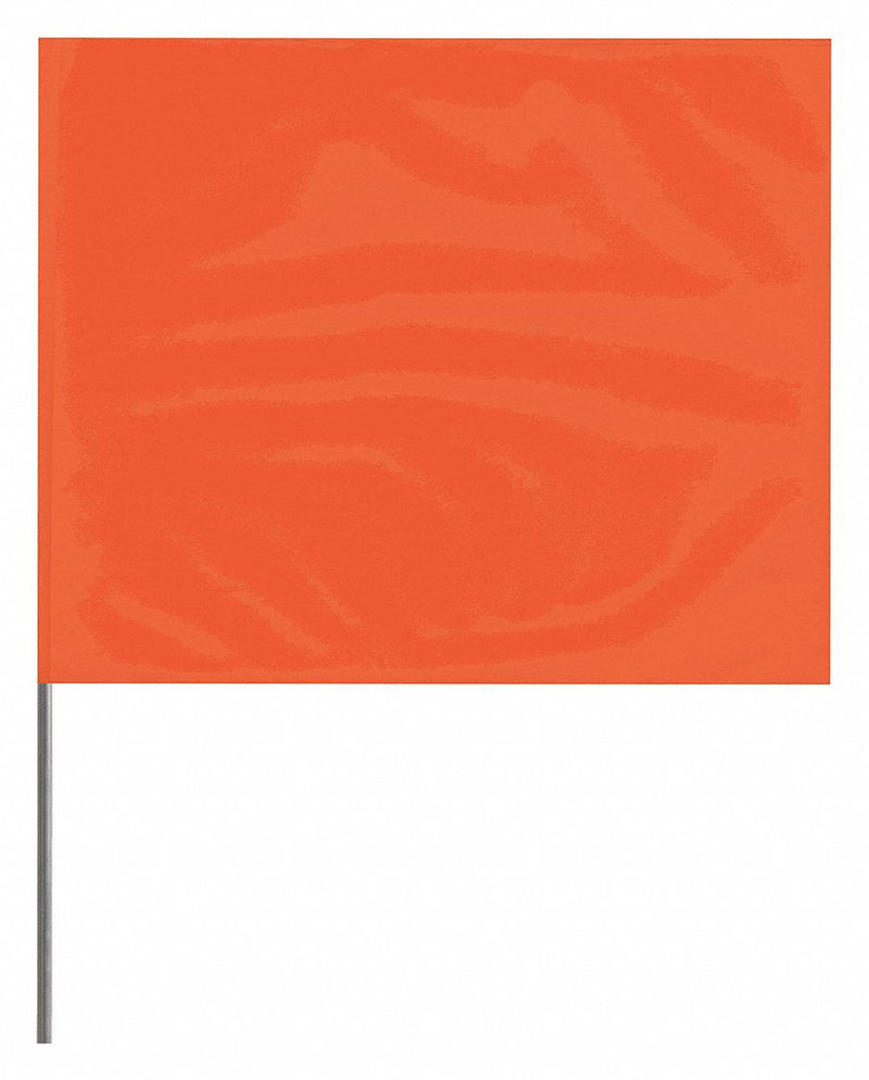 Presco Products Co 4530O-200 Marking Flag, 4 in x 5 in Flag Size (HxW), 30 in Staff Ht, Orange, Blank, No Image, Solid, 100 PK