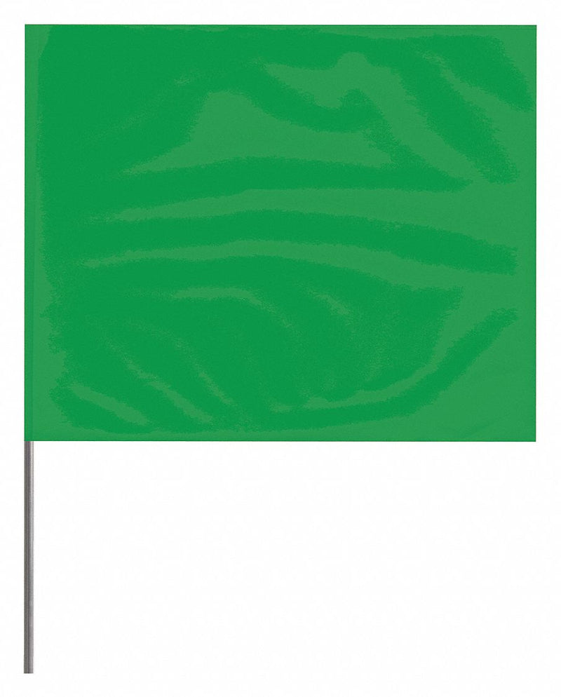 Presco 4536G-200 Marking Flag, 4 in x 5 in, 36 in Staff Ht, Green, Blank, Solid, 100 PK
