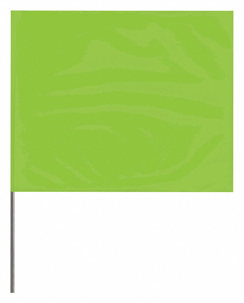 Presco 4536LG-200 Marking Flag, 4 in x 5 in, 36 in Staff Ht, Fluorescent Lime, Blank, Solid, 100 PK