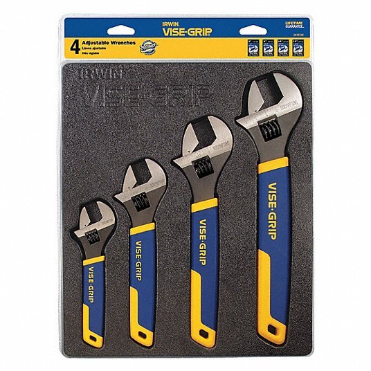 Irwin 2078706 Adjustable Wrench Set Alloy Steel, Chrome, Cushion Grip Grip, 6 in to 12 in