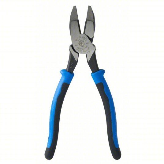 Klein J2000-9NE Linemans Plier Flat, 9 1/2 in Overall Lg, 1 5/8 in Jaw Lg, 1 1/4 in Jaw Wd, 5/8 in Jaw Thick, Steel