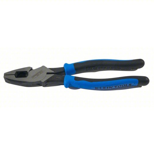 Klein J2000-9NE Linemans Plier Flat, 9 1/2 in Overall Lg, 1 5/8 in Jaw Lg, 1 1/4 in Jaw Wd, 5/8 in Jaw Thick, Steel