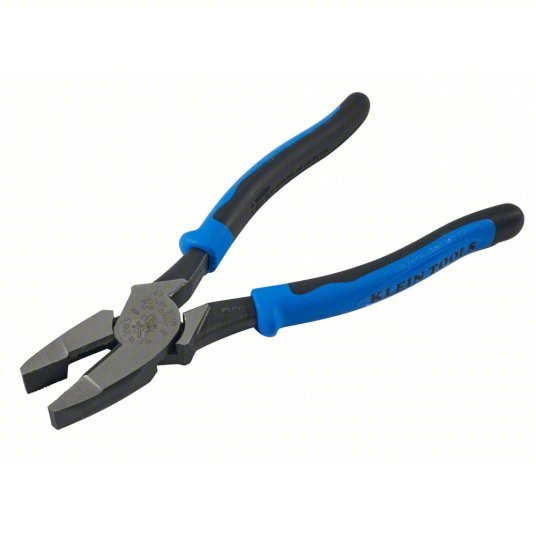 Klein J2000-9NE Linemans Plier Flat, 9 1/2 in Overall Lg, 1 5/8 in Jaw Lg, 1 1/4 in Jaw Wd, 5/8 in Jaw Thick, Steel