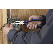 Klein J2000-9NE Linemans Plier Flat, 9 1/2 in Overall Lg, 1 5/8 in Jaw Lg, 1 1/4 in Jaw Wd, 5/8 in Jaw Thick, Steel