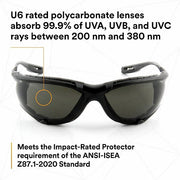 3M 11873-00000-20 Safety Glasses Gray Lens Color, Frameless, Anti-Fog, Gray Frame Color