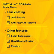 3M 11873-00000-20 Safety Glasses Gray Lens Color, Frameless, Anti-Fog, Gray Frame Color