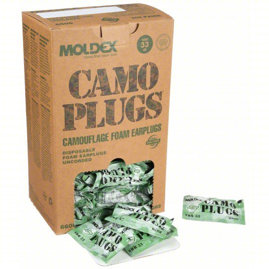 Moldex 6608 Disposable Uncorded Ear Plugs, Bullet Shape, 33 dB, 200 Pairs