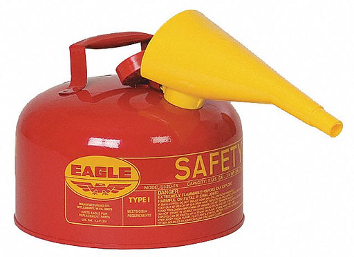 Eagle UI20FS Type I Safety Can, For Use With Flammables, 2 gal Capacity, Includes Funnel, Red