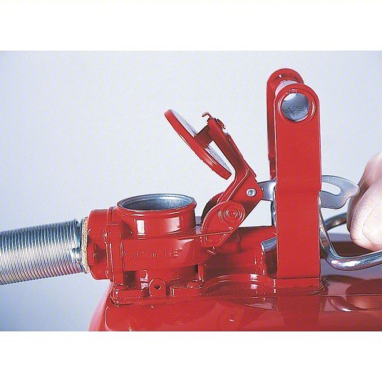 Justrite 7250130 Type II Safety Can: For Use With Flammables, 5 gal Capacity, Includes 1 in OD Flex Hose