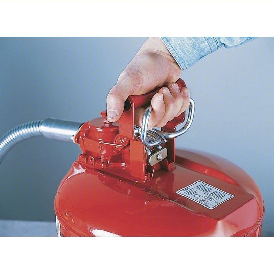 Justrite 7250130 Type II Safety Can: For Use With Flammables, 5 gal Capacity, Includes 1 in OD Flex Hose