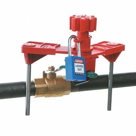 Brady 51392 Universal Valve Lockout 7.05 in Blocking Arm Ht, 8 ft Cable Lg, Steel