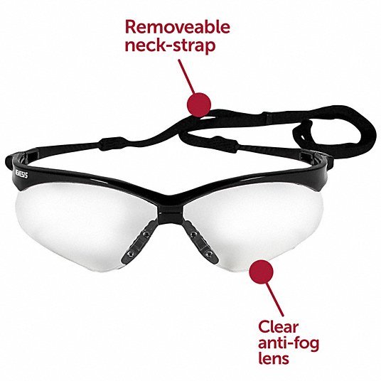 Kleenguard 25679 Safety Glasses Clear Lens, Half-Frame, Anti-Fog, Black Frame, V30 Nemesis(TM) Series