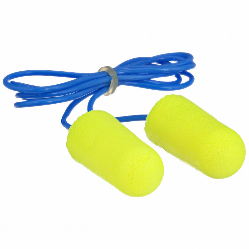 3M 311-1251 Ear Plugs, Bullet, 33 dB NRR, Gen Purpose, Corded, Disposable, Roll-Down, L Earplug Size, 200 PK