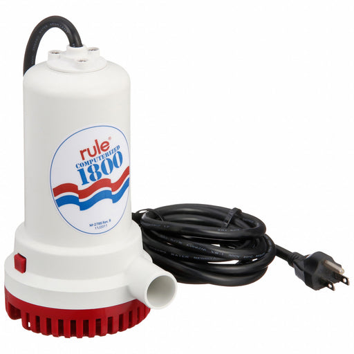 Rule A53S Plug-In Utility Pump, 1/4 hp, 3/32 in Max. Dia. Solids, Continuous Duty, 110V AC, Sensor