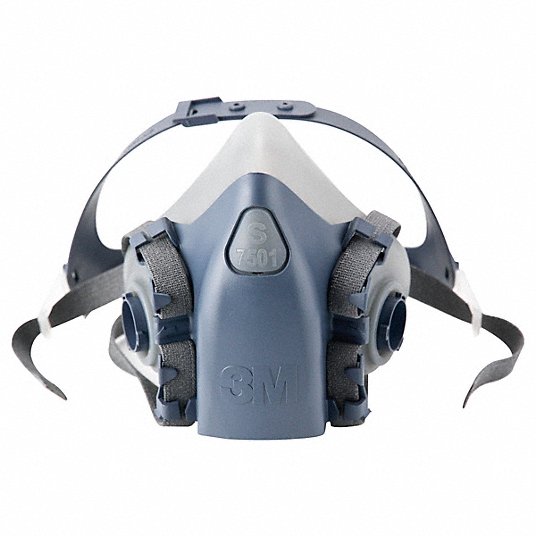 3M 7501 Half Mask Respirator 7500 Series, 0 Cartridges Included, Silicone, S Mask Size