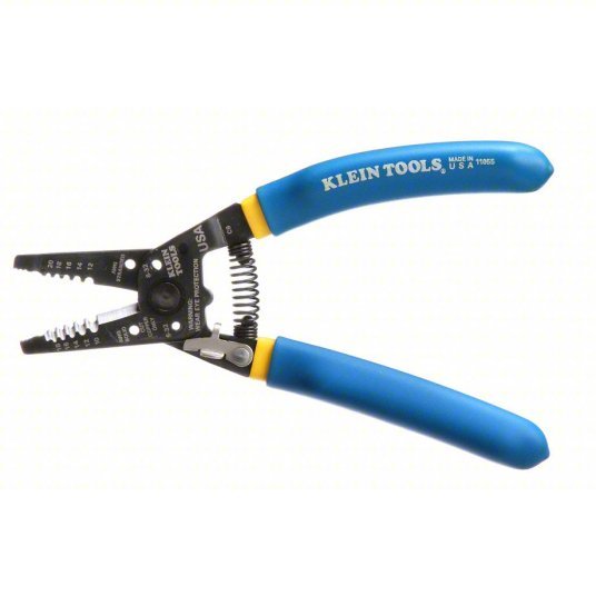 Klein 11055 Wire Stripper 18 AWG to 10 AWG, 7 1/8 in Overall Lg, Std Cushion Grip, 20 AWG to 12 AWG, 6 - 8 in